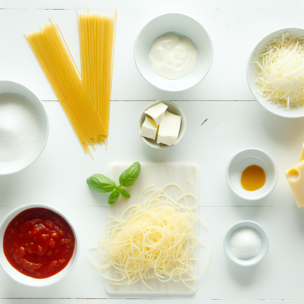 Baked Spaghetti with Mozzarella, Parmesan, and Fresh Basil Recipe - Recipe Image