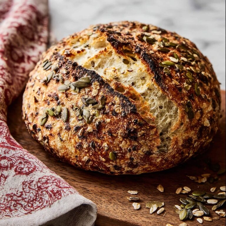 No Knead Seeded Oat Bread Recipe