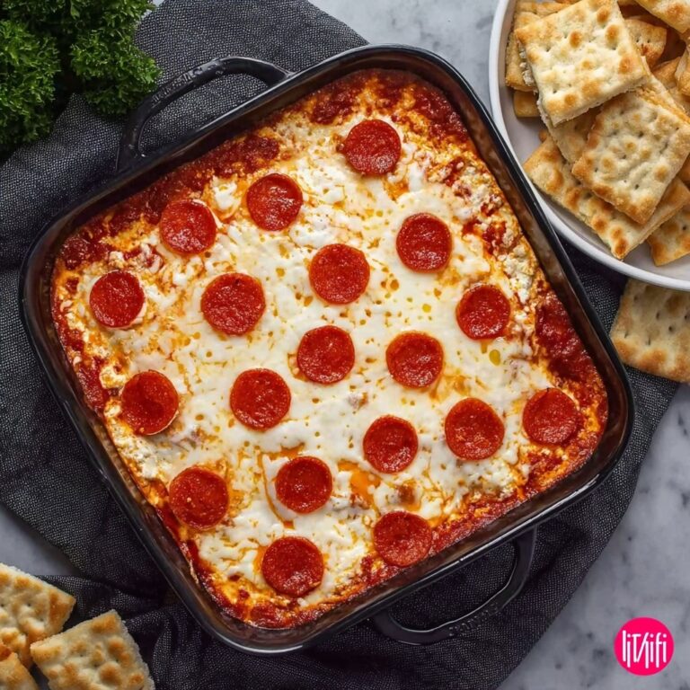 Cheesy Pizza Dip with Mini Pepperonis and Marinara Recipe