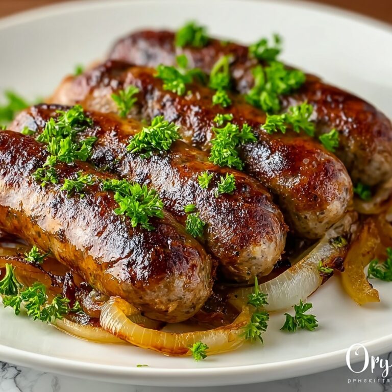 Oven Braised Beer Brats with Caramelized Onions Recipe