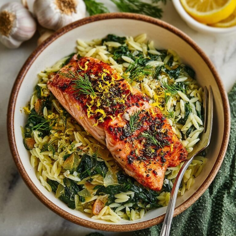 Lightened-Up Lemon Salmon Orzo Pasta Recipe