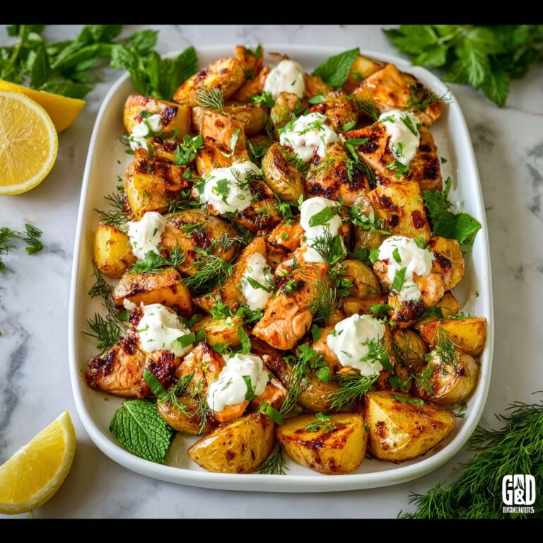 Harissa Chicken and Potatoes with Garlic Yogurt and Fresh Herbs Recipe