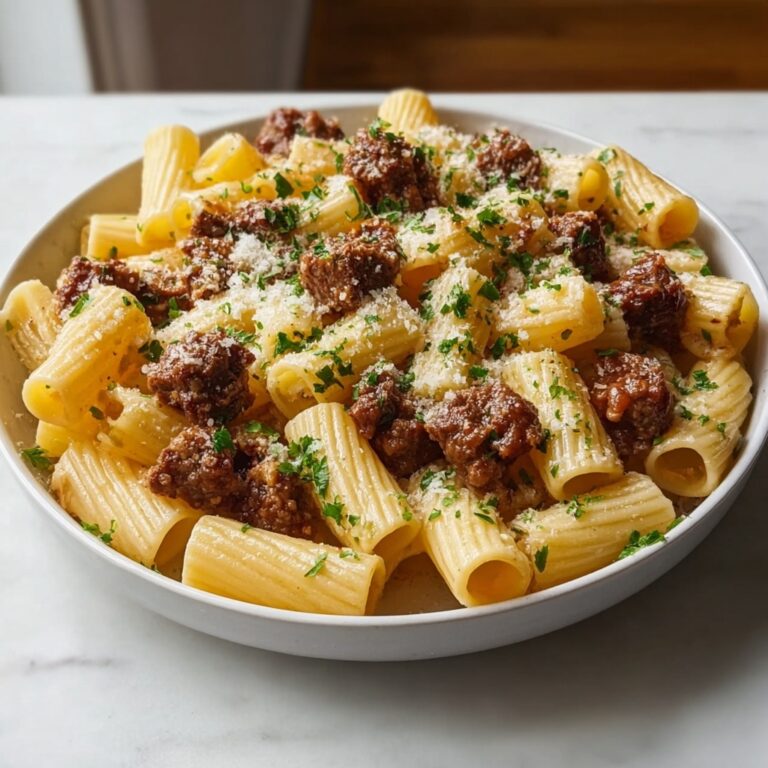 Cajun Steak Tips in Cheesy Rigatoni Parmesan Sauce Recipe