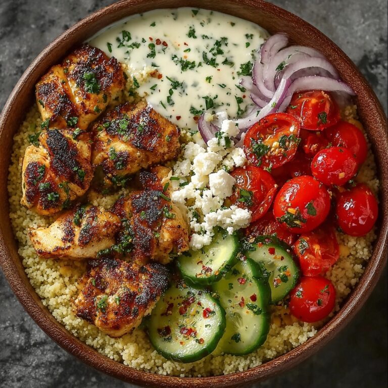 Greek Chicken Souvlaki Bowls with Tahini Garlic Sauce Recipe