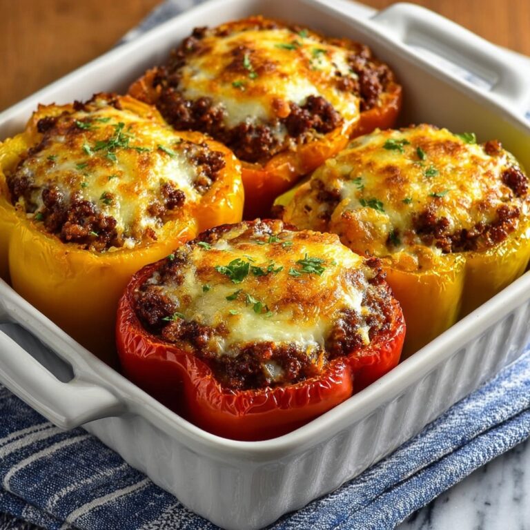 Stuffed Peppers with Ground Beef, Rice, and Melty Cheese Recipe
