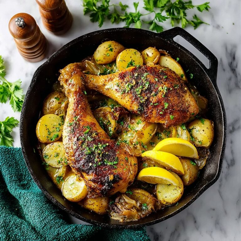 Lemon-Herb Roasted Chicken Leg Quarters with Yukon Gold Potatoes and Shallots Recipe