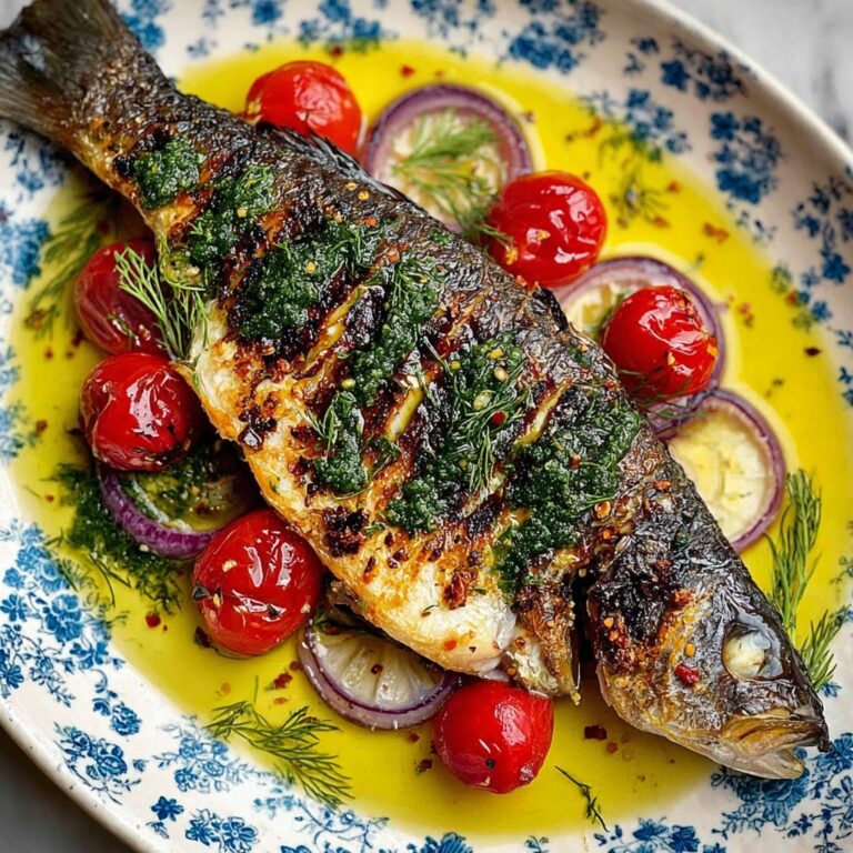 Greek-Style Roasted Branzino with Lemon, Dill, and Ladolemono Sauce Recipe