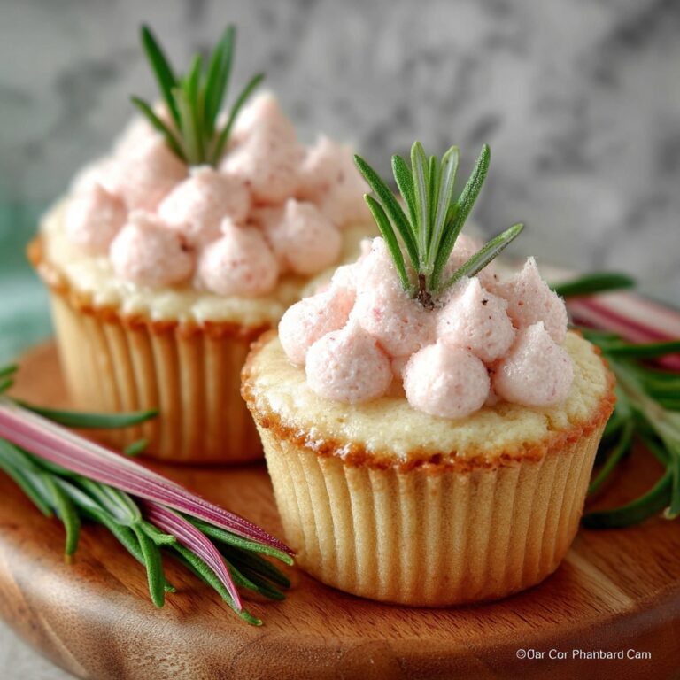 Rhubarb Cupcakes with White Chocolate & Rosemary Buttercream Recipe