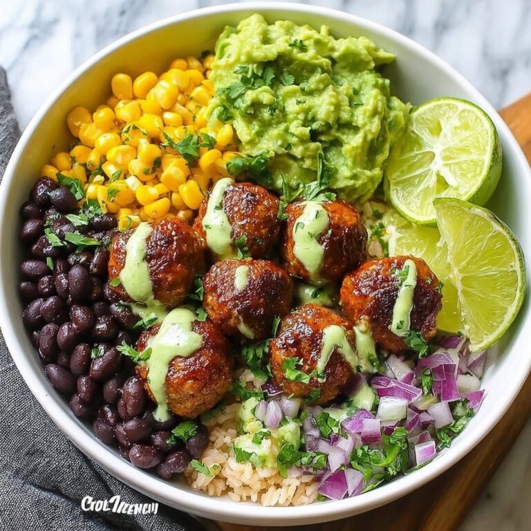 Barbecue Meatball Bowls with Avocado Goddess Sauce Recipe