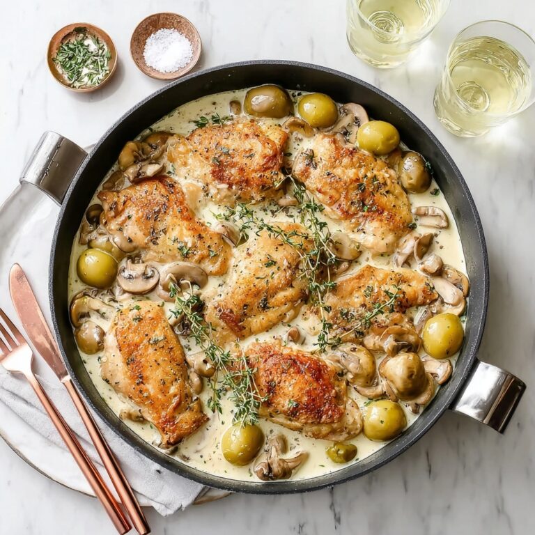 French Chicken Casserole with Potatoes, Mushrooms, and Herbs Recipe