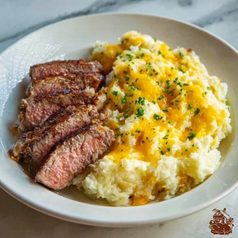 Irresistible Garlic Butter Steak & Cheddar Potato Bake Recipe