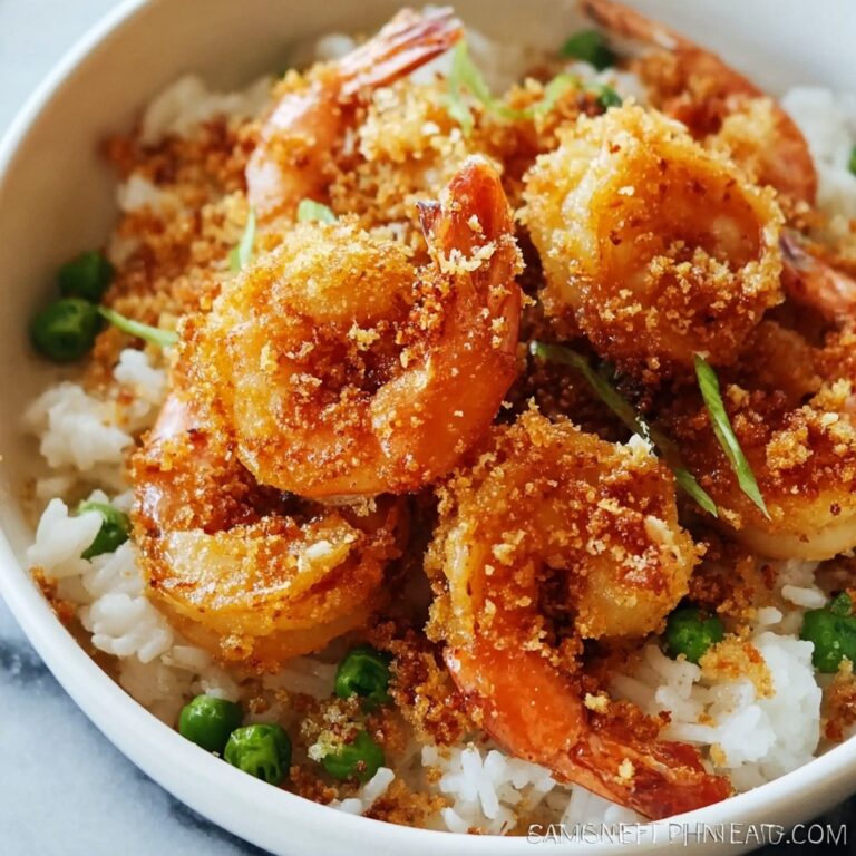 Baked Coconut Shrimp with Springy Rice and Honey Butter Sauce Recipe