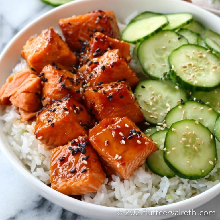 Teriyaki Salmon Bites with Avocado and Cucumber Salad Recipe