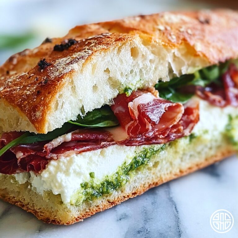 Italian Focaccia Sandwich with Burrata, Prosciutto, and Salami Recipe